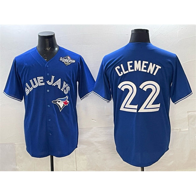 Toronto Blue Jays #22 Ernie Clement Blue Fedasgoge 2025 World Series Cool Base Stitched Jersey
