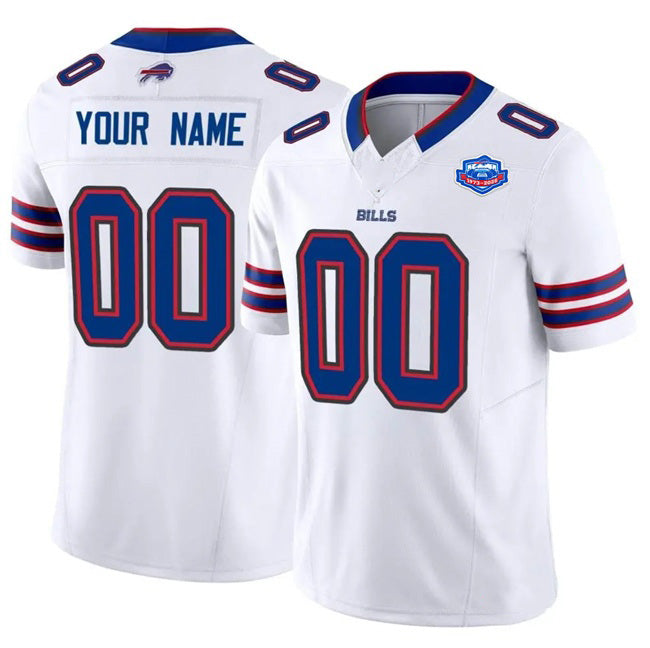 Custom B.Bills Active Player White Fedasgoge 2025 F.U.S.E. With Farewell Patch Vapor Untouchable Limited Stitched Jersey