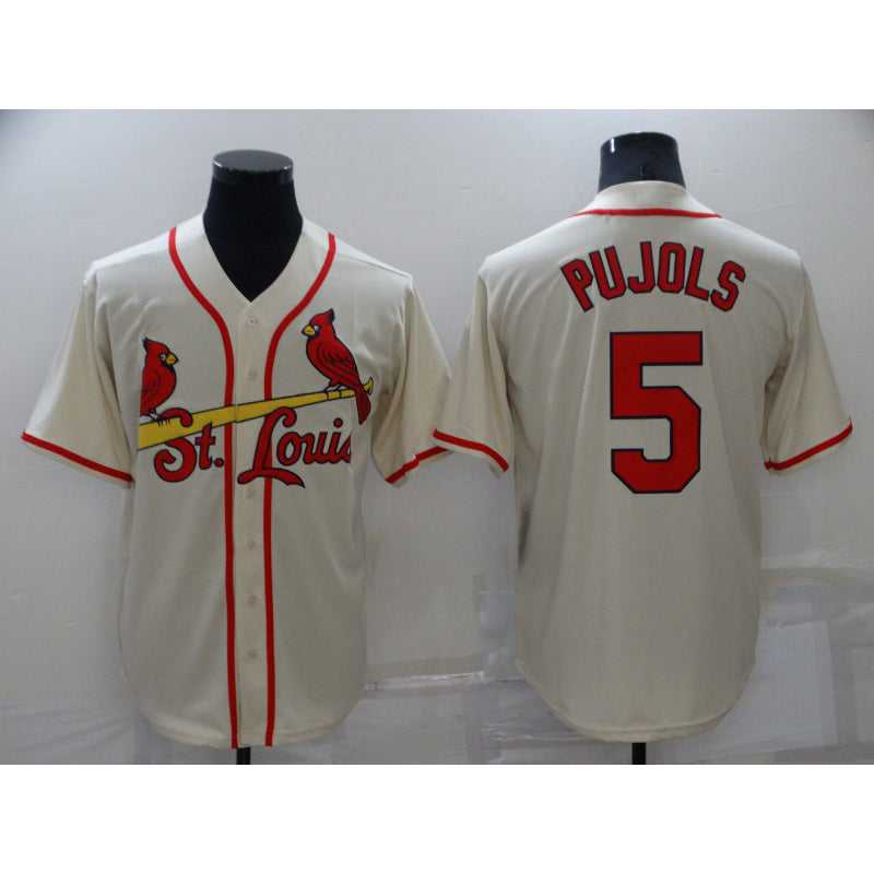 St. Louis Cardinals #5 Albert Pujols Cream Fedasgoge Stitched Cool Base Jersey