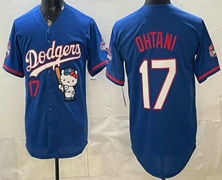 Los Angeles Dodgers #17 Shohei Ohtani Blue Fedasgoge Hello Kitty 2025 World Series Champions Limited Jersey