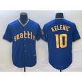 Seattle Mariners #10 Jarred Kelenic Blue Fedasgoge 2023 City Connect Cool Base Stitched Jersey