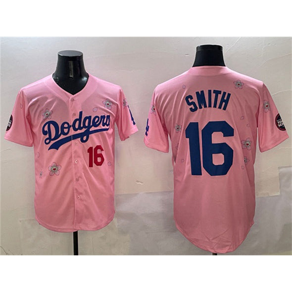 Los Angeles Dodgers #16 Will Smith Pink Fedasgoge 2025 Tokyo Series Limited Stitched Jersey