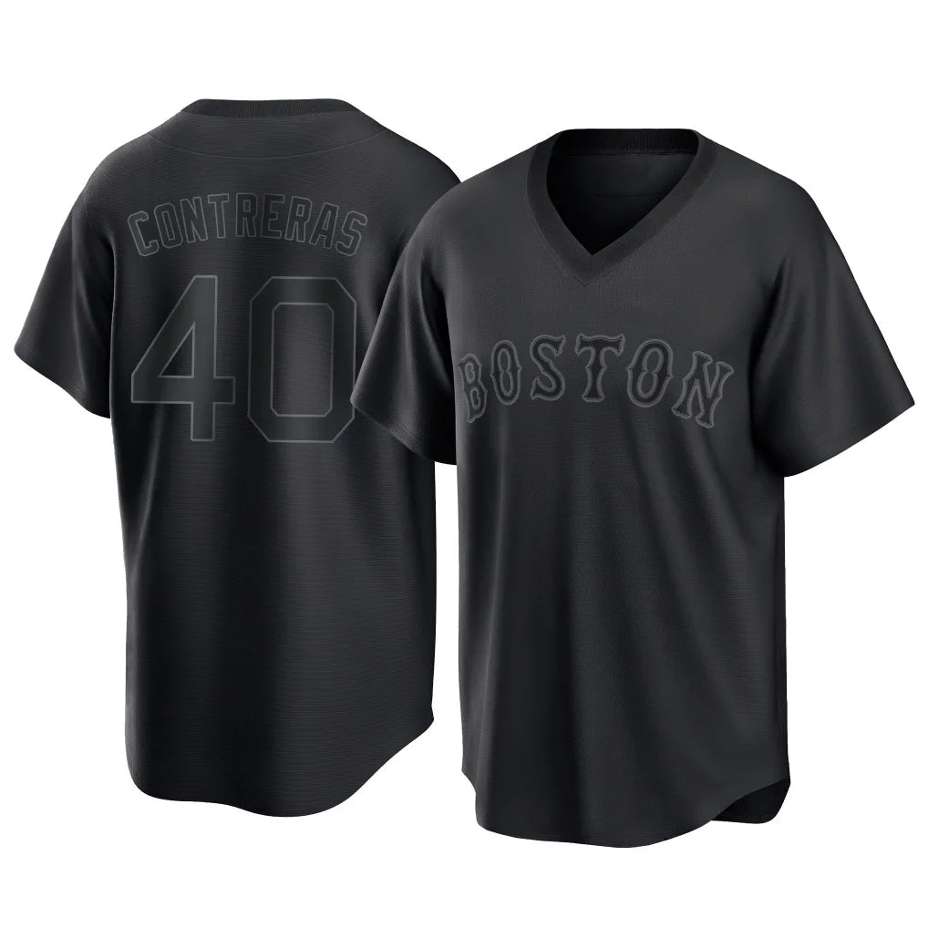Boston Red Sox #40 Willson Contreras Player Black Fedasgoge T-shirt Home Game Stitched Jerseys
