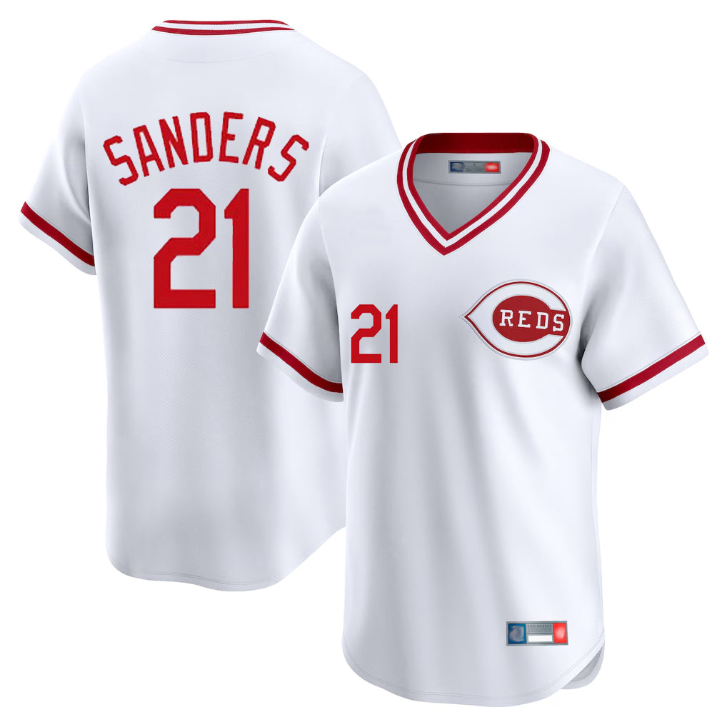Cincinnati Reds #21 Hunter Greene Player White Fedasgoge Cooperstown Collection Limited T-shirt Home Stitched Jerseys
