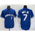 Kansas City Royals #7 Bobby Witt Jr Number Blue Fedasgoge Cool Base Stitched Jersey