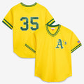 Oakland Athletics #35 Rickey Henderson Mitchell & Ness Yellow Fedasgoge Authentic Batting Practice Jersey
