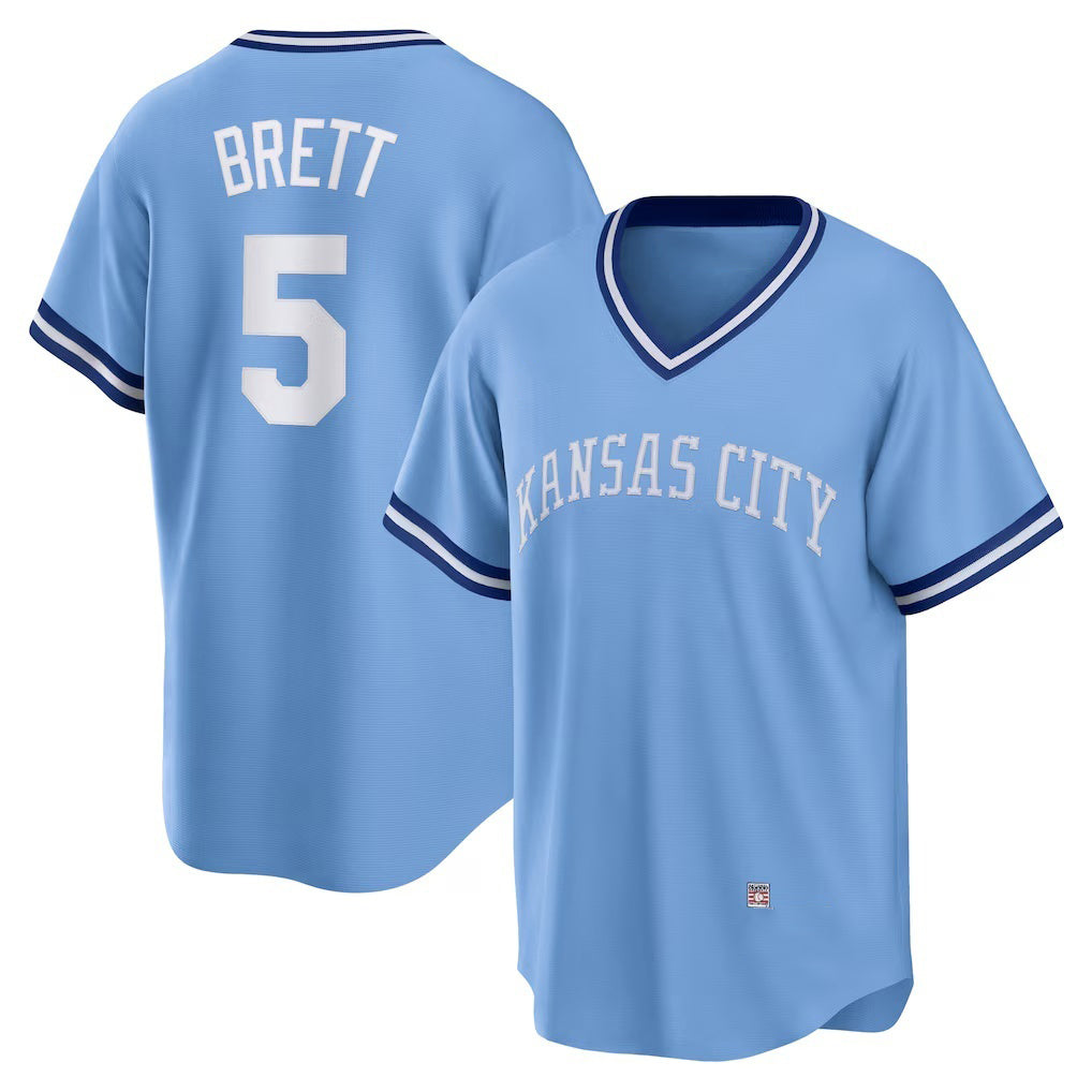 Kansas City Royals #5 George Brett Light Blue Fedasgoge Road Cooperstown Collection Player Jersey