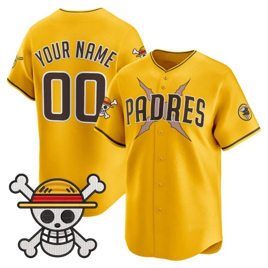 Custom San Diego Padres x One Piece Gold Fedasgoge Vapor Premier Limited Jersey - Stitched