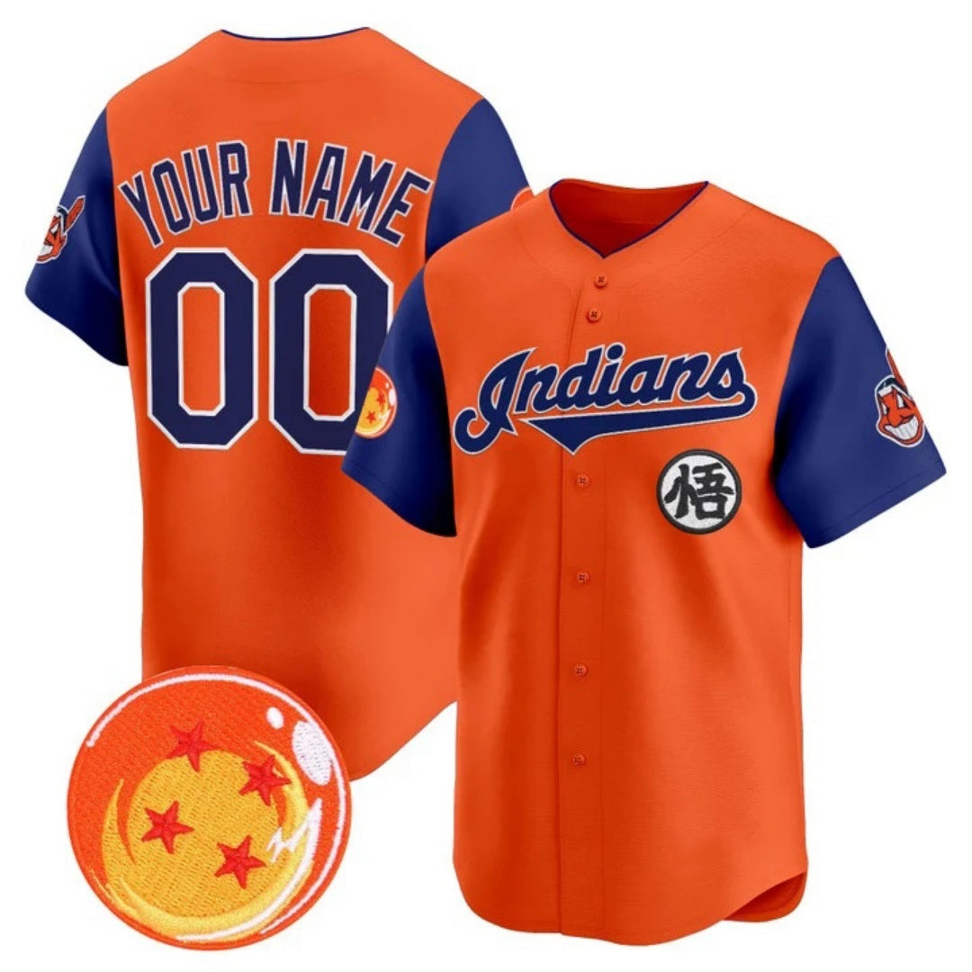 Custom Cleveland Indians x Dragon Ball Royal Orange Fedasgoge Vapor Premier Limited Jersey - All Stitched