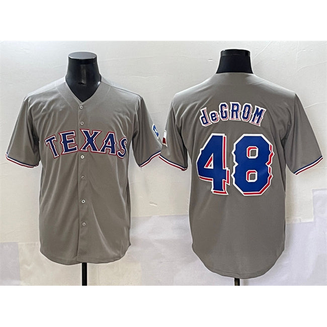 Texas Rangers #48 Jacob deGrom Gray Fedasgoge With Patch Cool Base Stitched Jersey