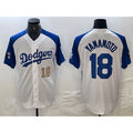Los Angeles Dodgers #18 Yoshinobu Yamamoto Number White Blue Fedasgoge Fashion Stitched Cool Base Limited Jerseys