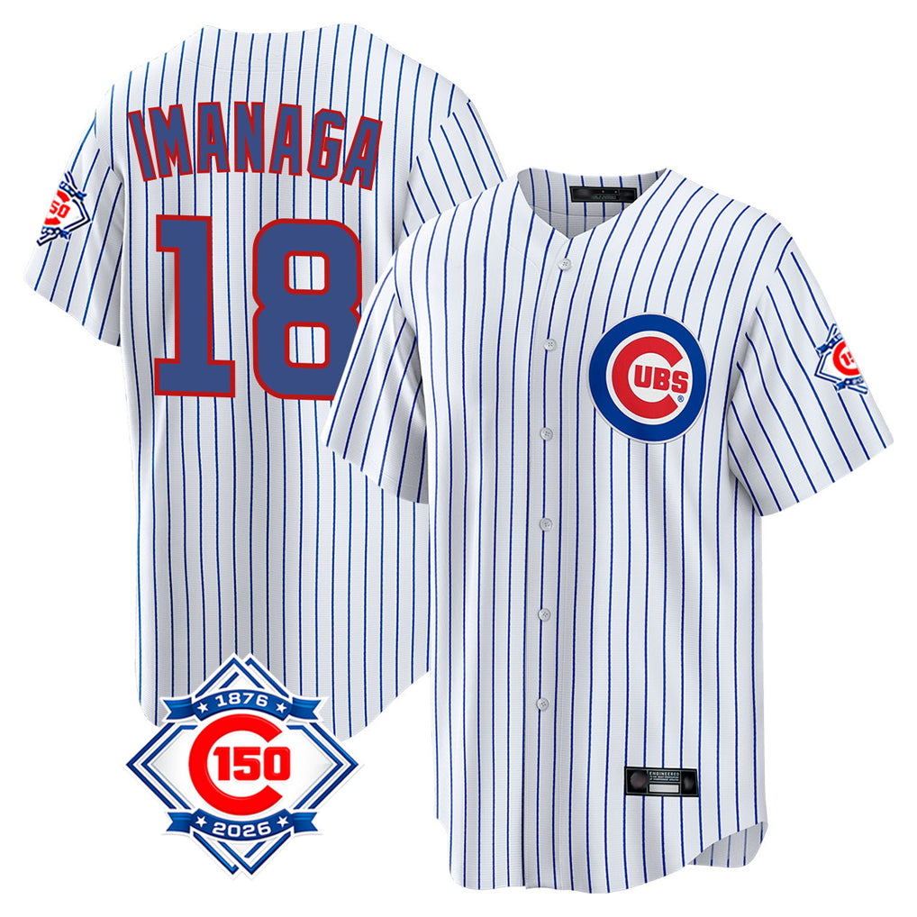 Chicago Cubs #18 Shota Imanaga Player White Fedasgoge 150th Anniversary Home Game Stitched Jerseys