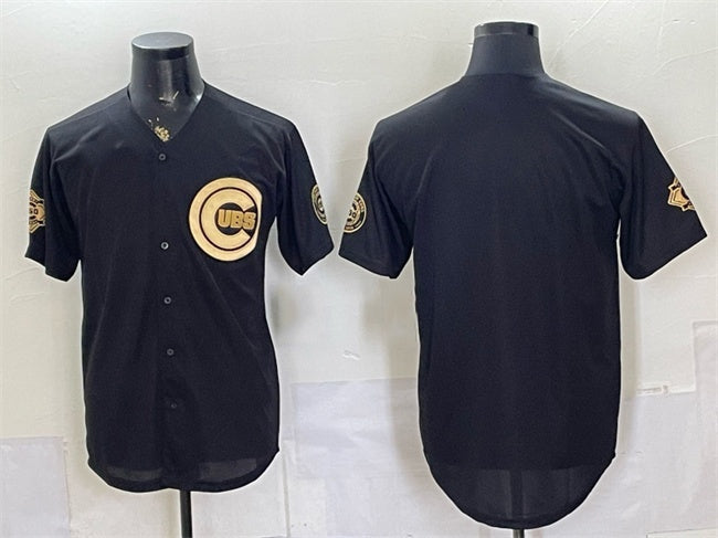 Chicago Cubs Blank Black Gold Fedasgoge 150th Anniversary Patch Stitched Jersey