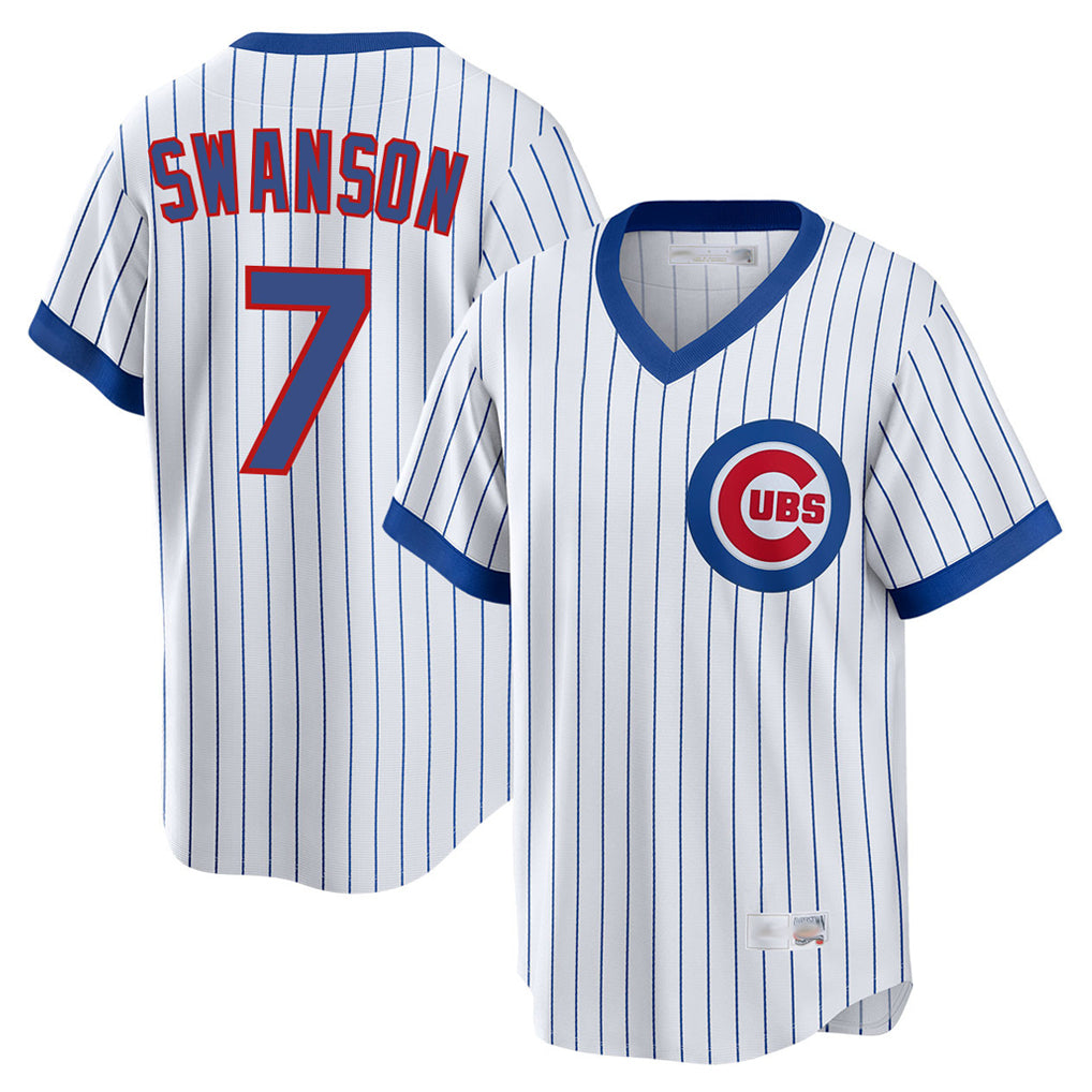 Chicago Cubs #7 Dansby Swanson Player White Fedasgoge T-shirt Cooperstown Collection Limited Stitched Jerseys