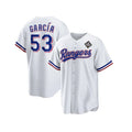 Texas Rangers #53 Adolis Garc¨ªa White Fedasgoge 2023 World Series Stitched Jersey