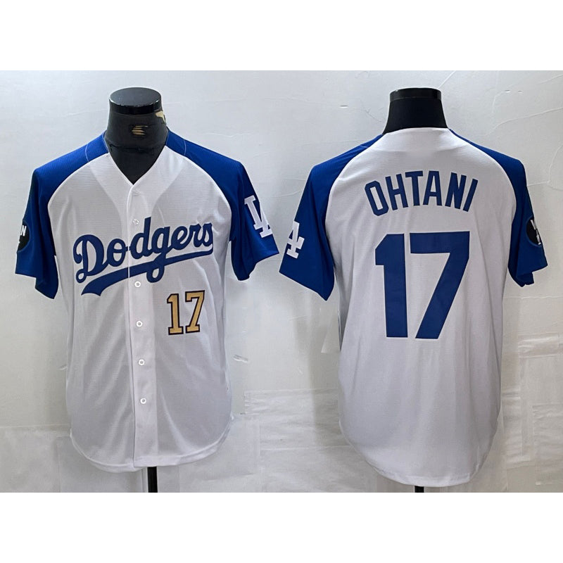 Los Angeles Dodgers #17 Shohei Ohtani Number White Blue Fedasgoge Fashion Stitched Cool Base Limited Jersey 2