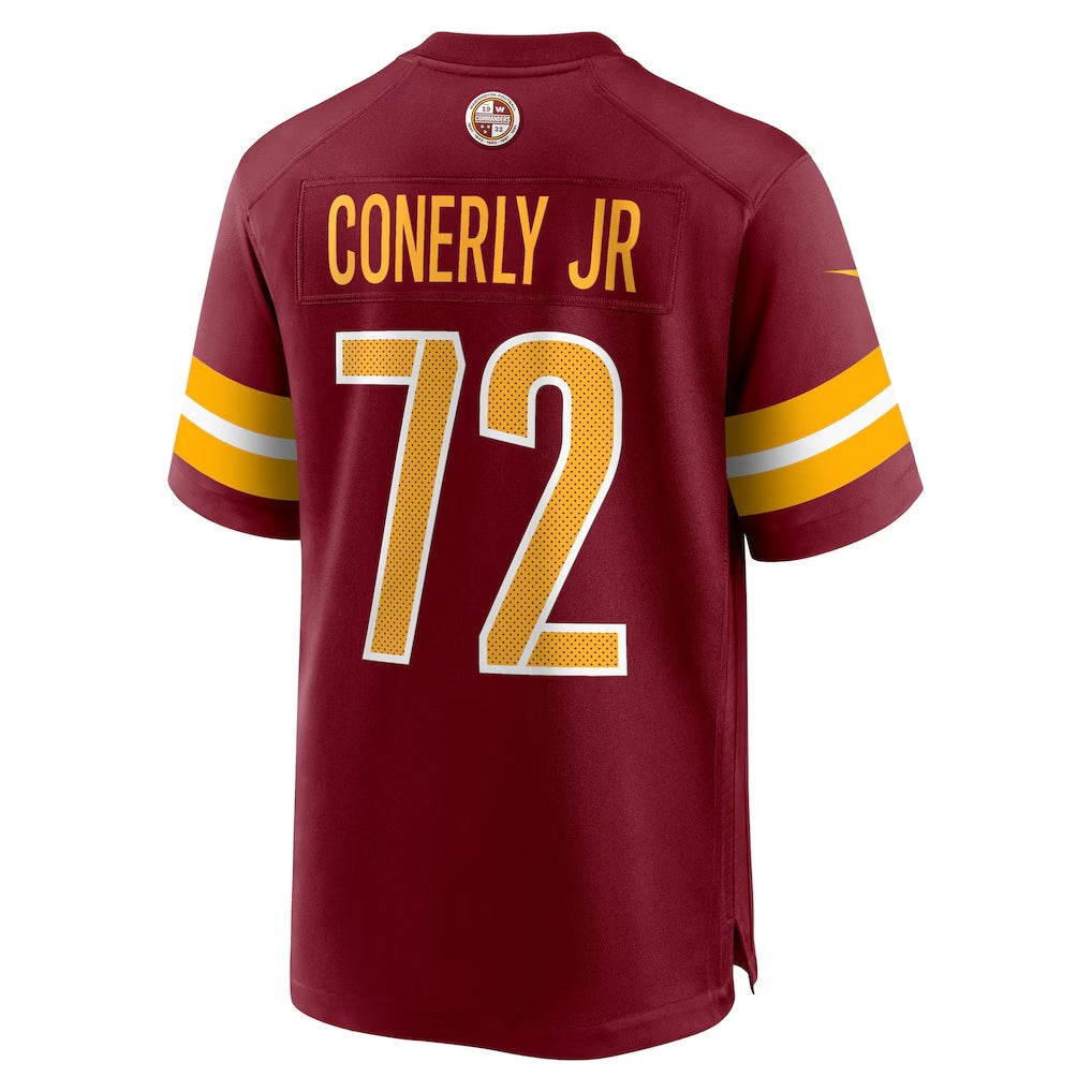 W.Commanders #72 Josh Conerly Jr. Burgundy Fedasgoge 2025 Draft First Round Pick Game Jersey