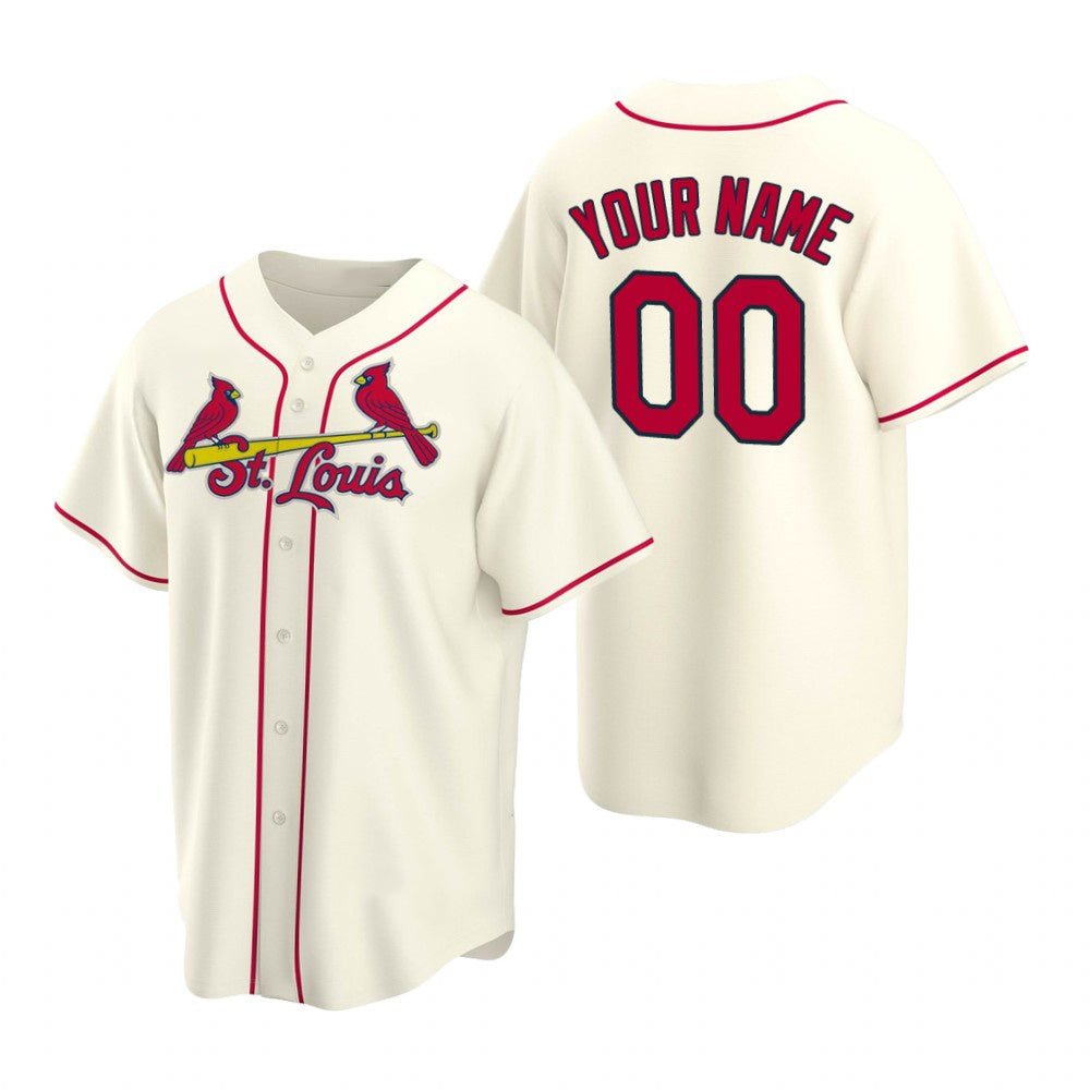 Custom St. Louis Cardinals Cream Fedasgoge Stitched Cool Base Jersey