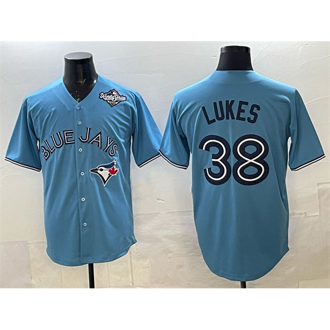Toronto Blue Jays #38 Nathan Lukes Blue Fedasgoge 2025 World Series Cool Base Stitched Jersey