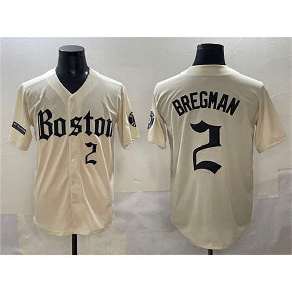 Boston Red Sox #2 Alex Bregman Cream Fedasgoge Gothic Vapor Limited Stitched Jersey