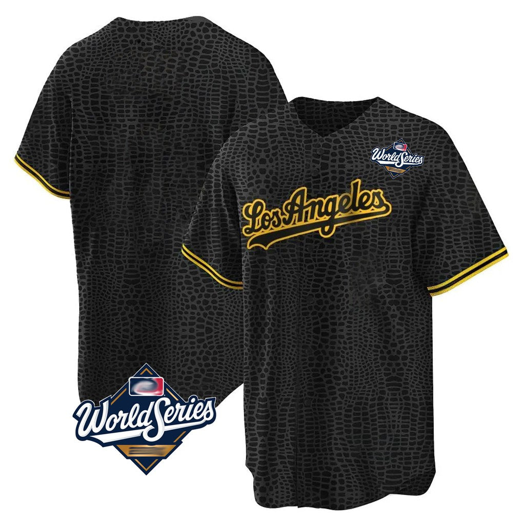 Los Angeles Dodgers Blank Player Black Gold Fedasgoge Limited Home World Series Stitched Jerseys