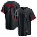 Cincinnati Reds #21 Hunter Greene Player Black Fedasgoge City Connect Home Game Stitched Jerseys