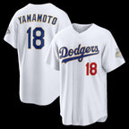 Los Angeles Dodgers #18 Yoshinobu Yamamoto White Fedasgoge 2026 Gold Collection Stadium Jersey