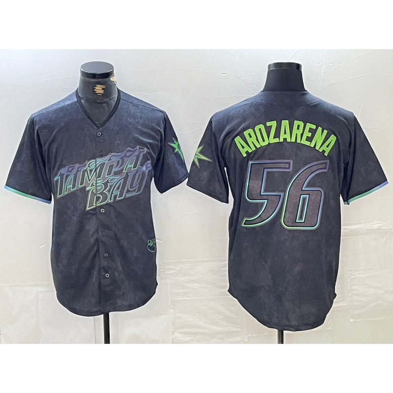 Tampa Bay Rays #56 Randy Arozarena Charcoal Fedasgoge 2024 City Connect Limited Stitched Jersey