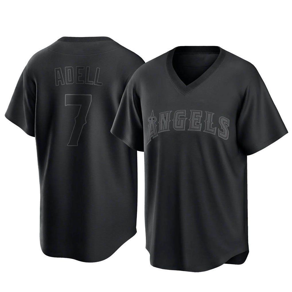 Los Angeles Angels #7 Jo Adell Player Black Fedasgoge Pitch Fashion T-shirt Stitched Jerseys