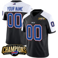 Custom B.Bills Active Player Black White Fedasgoge 2023 F.U.S.E. AFC East Champions Ptach Stitched Jersey