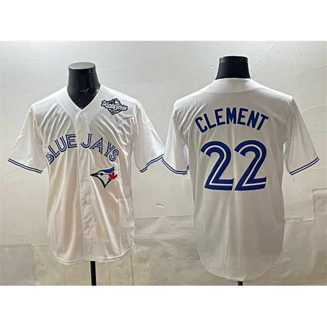 Toronto Blue Jays #22 Ernie Clement White Fedasgoge 2025 World Series Home Cool Base Stitched Jersey