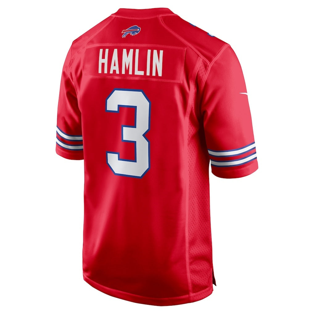 B.Bills #3 Damar Hamlin Red Fedasgoge Alternate Game Jersey