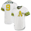 Oakland Athletics #9 Reggie Jackson Mitchell & Ness White Fedasgoge 1972 Cooperstown Collection Authentic Jersey
