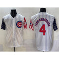 Chicago Cubs #4 Pete Crow-Armstrong White Fedasgoge Pinstripe 2025 Independence Day Vapor Premier Limited Stitched Jersey