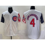Chicago Cubs #4 Pete Crow-Armstrong White Fedasgoge Pinstripe 2025 Independence Day Vapor Premier Limited Stitched Jersey