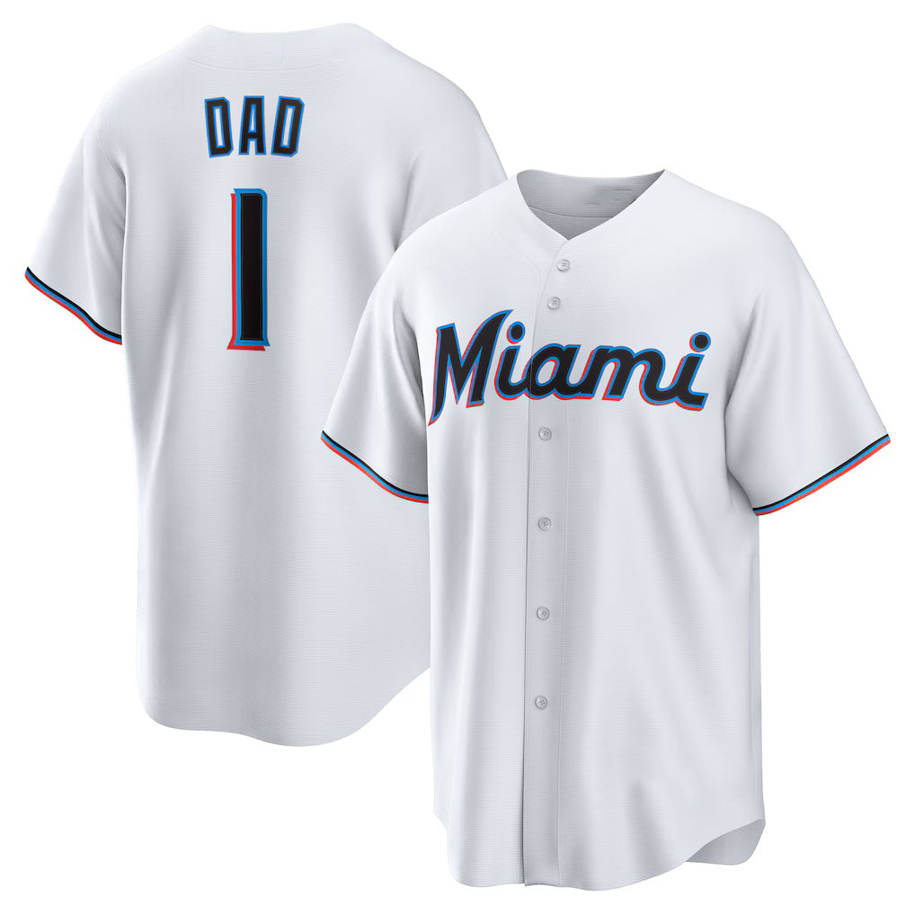 Miami Marlins #1 Dad White Fedasgoge Home Replica Jersey