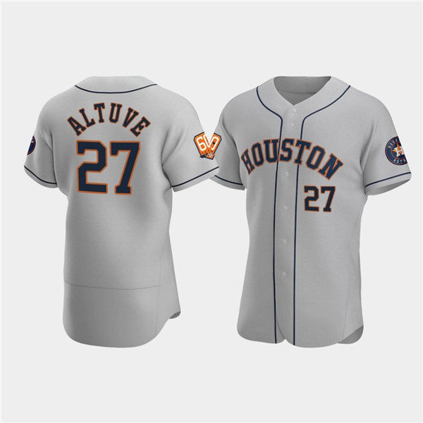 Houston Astros #27 Jose Altuve Gray Fedasgoge 60th Anniversary Flex Base Stitched Jersey
