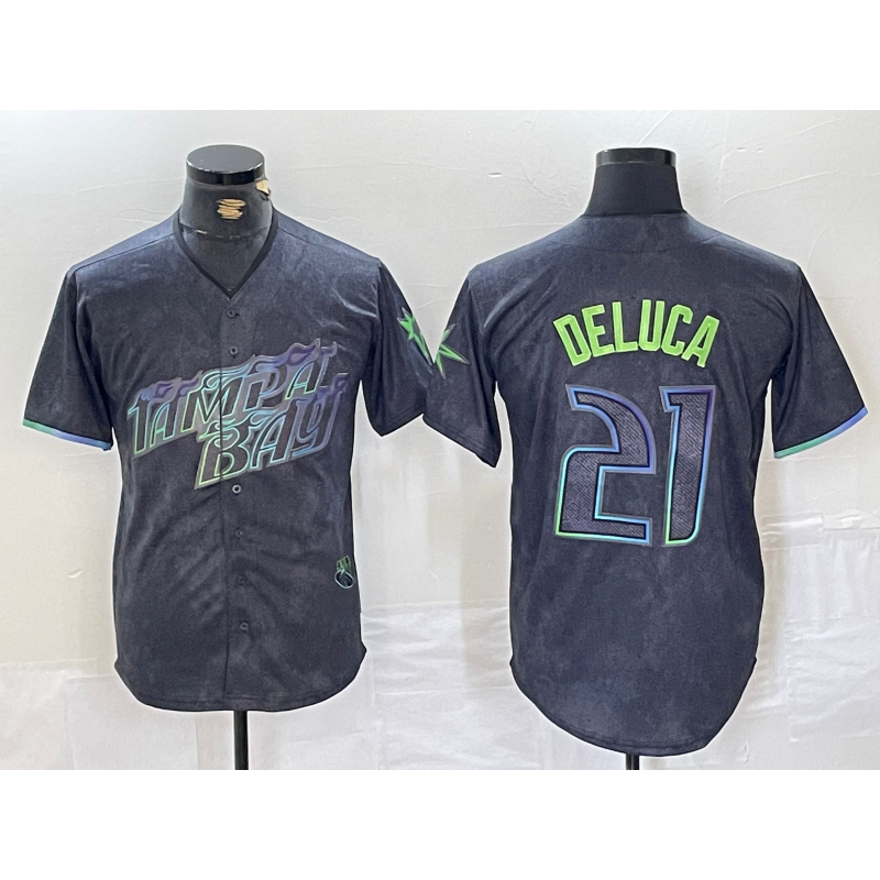 Tampa Bay Rays #21 Jonny DeLuca Charcoal Fedasgoge 2024 City Connect Limited Stitched Jersey 2