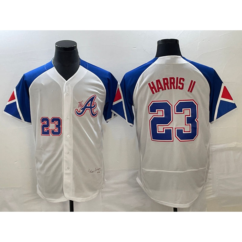 Atlanta Braves #23 Michael Harris II Number White FOULKSSHOP 2023 City Connect Flex Base Stitched Jersey 2