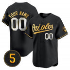 Custom Baltimore Orioles Robinson Patch Vapor Premier Limited Jersey ¨C All Stitched-Black Gold Fedasgoge