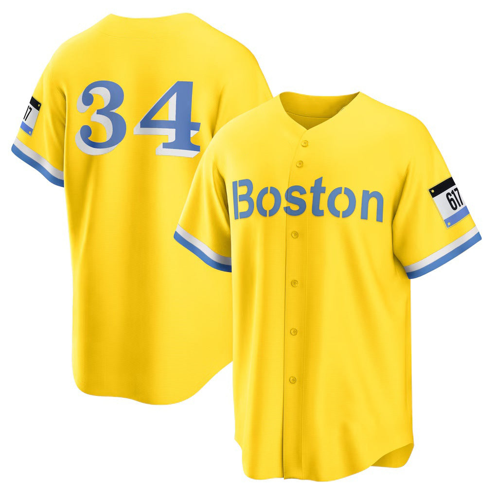 Boston Red Sox #34 David Ortiz Gold Fedasgoge Retired Player City Connect Replica Jersey