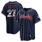Atlanta Braves #27 Austin Riley Player Navy Fedasgoge USA 250 Fourth Of July Limited Home Game Stitched Jerseys