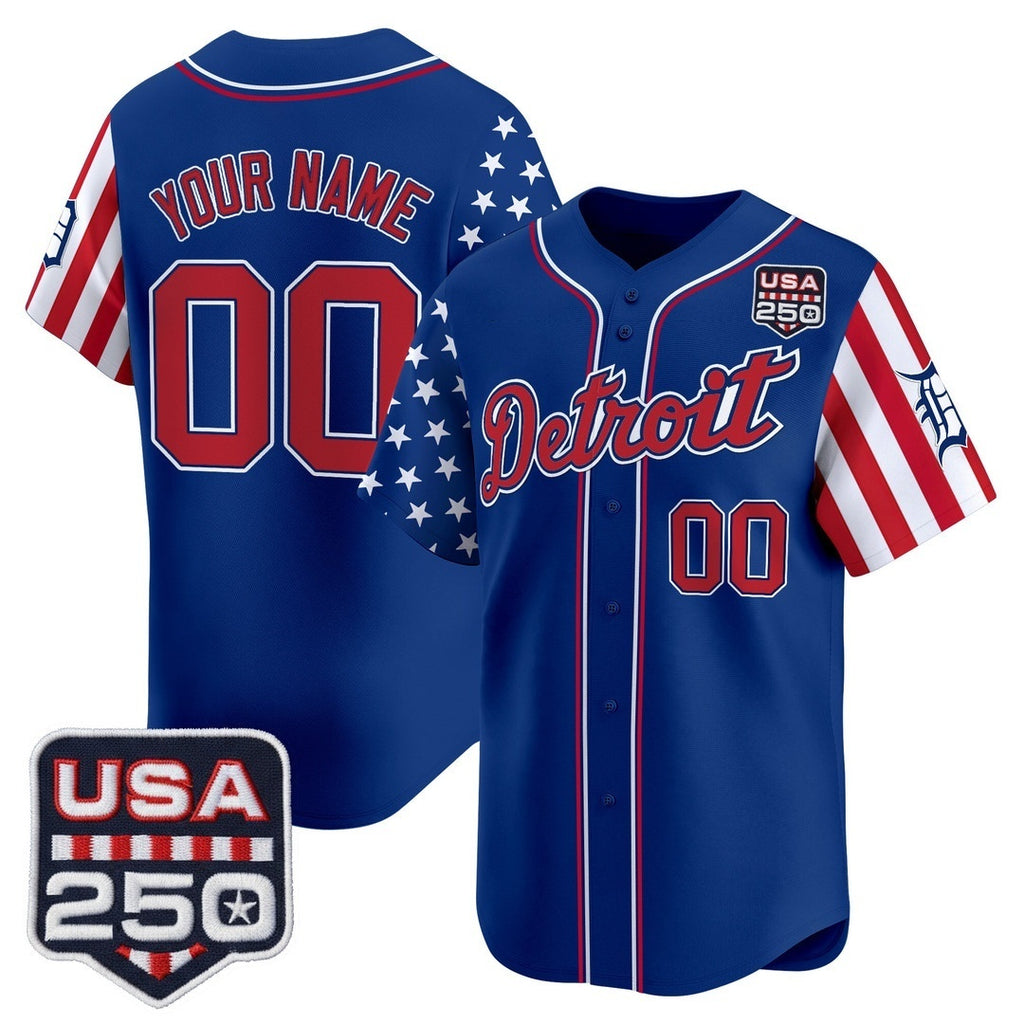 Custom Detroit Tigers America 250 Edition Vapor Premier Limited Royal Fedasgoge Stitched Jerseys