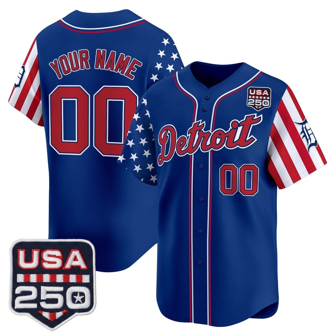 Custom Detroit Tigers America 250 Edition Vapor Premier Limited Royal Fedasgoge Stitched Jerseys