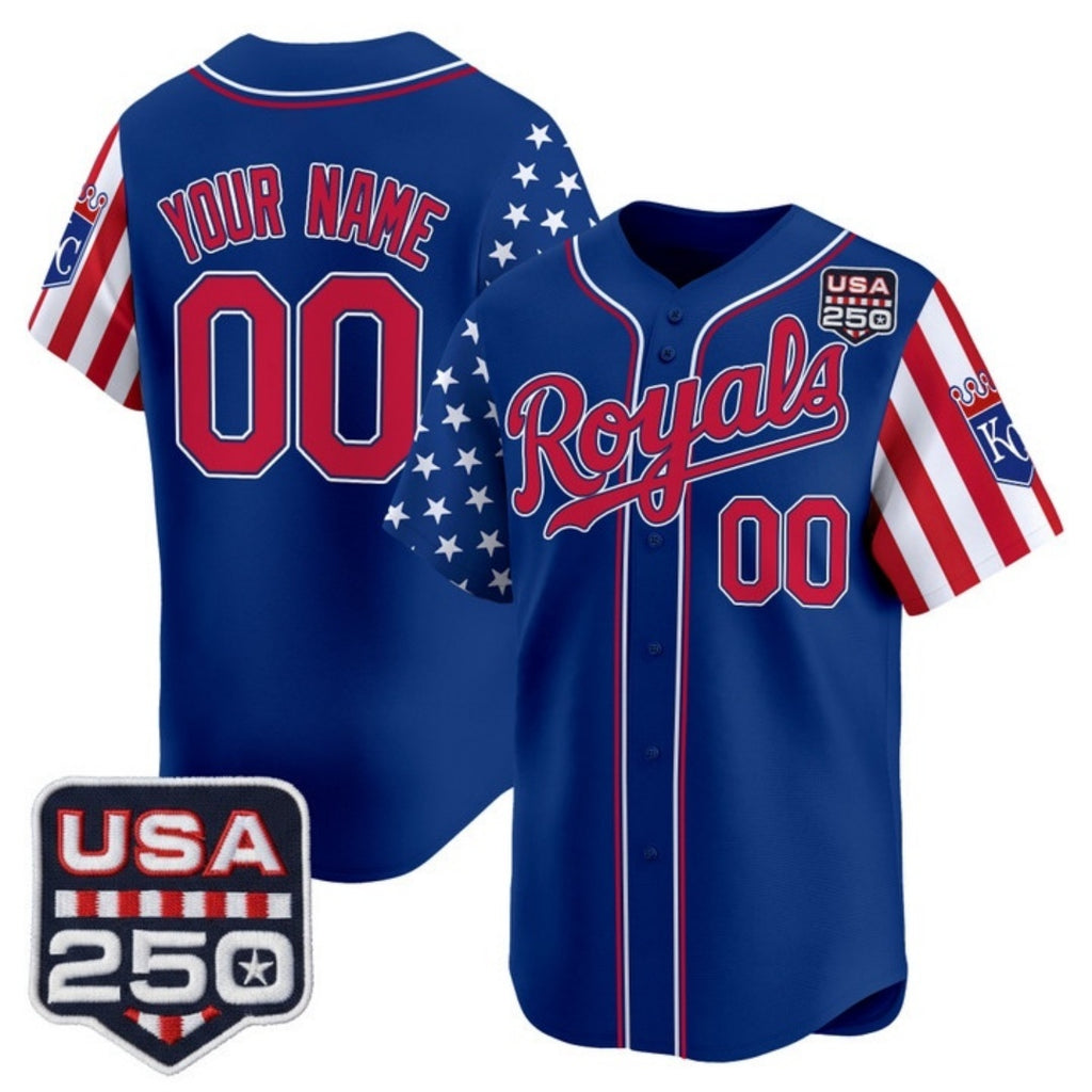 Custom Kansas City Royals America 250 Edition Vapor Premier Limited Royal Fedasgoge Stitched Jerseys