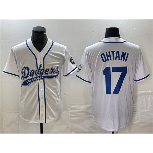 Los Angeles Dodgers #17 Shohei Ohtani White Fedasgoge Cool Base With Patch Stitched Jersey