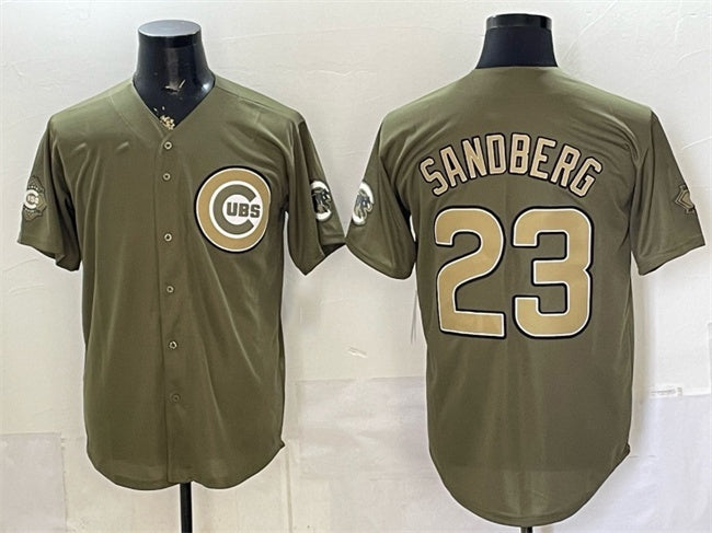 Chicago Cubs #23 Ryne Sandberg Olive Fedasgoge 2026 Armed Forces Day Stitched Jersey