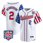 Baltimore Orioles #2 Gunnar Henderson Player White Fedasgoge USA 250 Independence Day Vapor Premier Limited Home Game Stitched Jerseys
