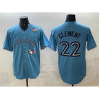 Toronto Blue Jays #22 Ernie Clement Royal Fedasgoge 2025 World Series Cool Base Stitched Jersey