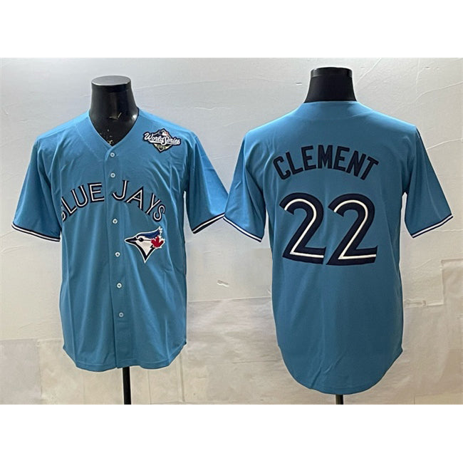 Toronto Blue Jays #22 Ernie Clement Royal Fedasgoge 2025 World Series Cool Base Stitched Jersey
